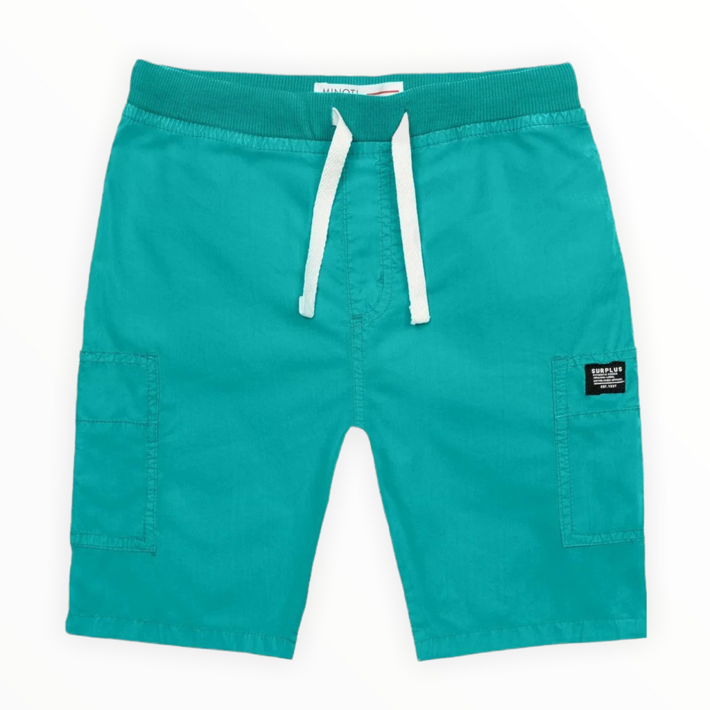 Light Sea Green Turquoise Twill Elastic Waist Shorts Toddler