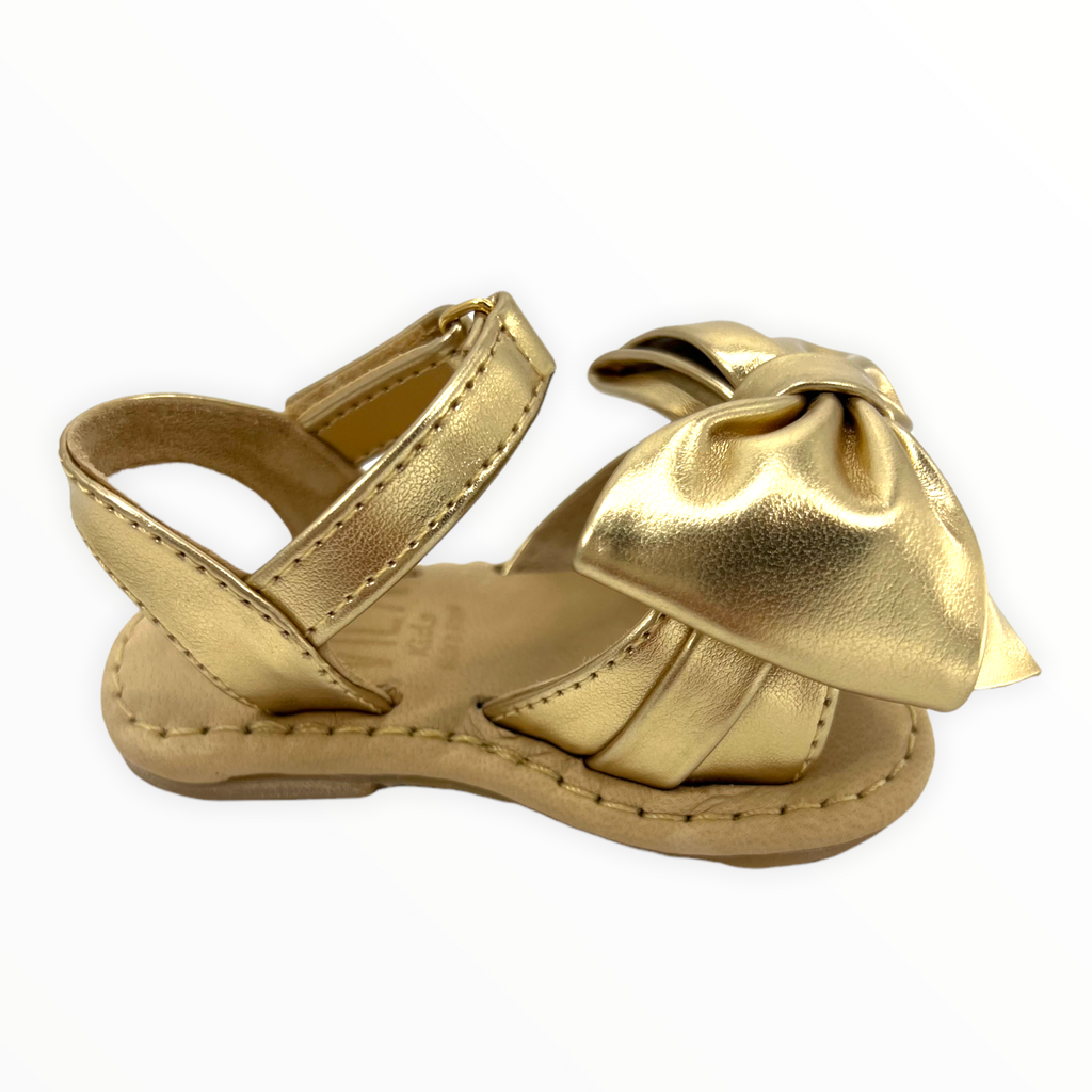 Dark Khaki Gold Bow Sandal