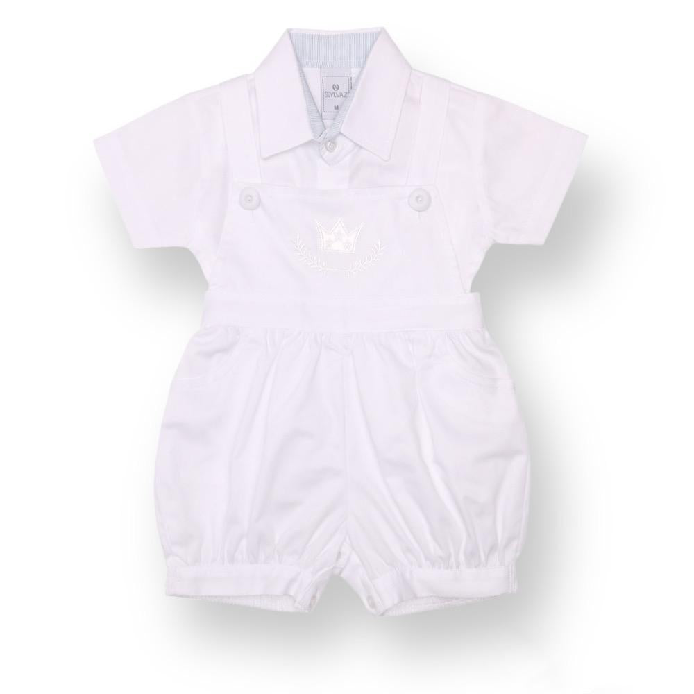 Lavender Overall White with Crown Embroidery