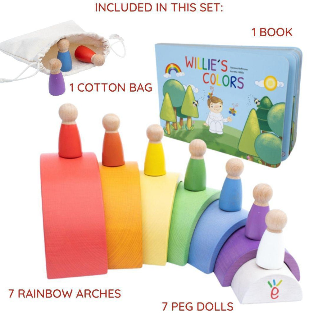 Light Gray Willie's Rainbow World Wooden Educational Player & Book Emotional Intelligence Montessori Toys