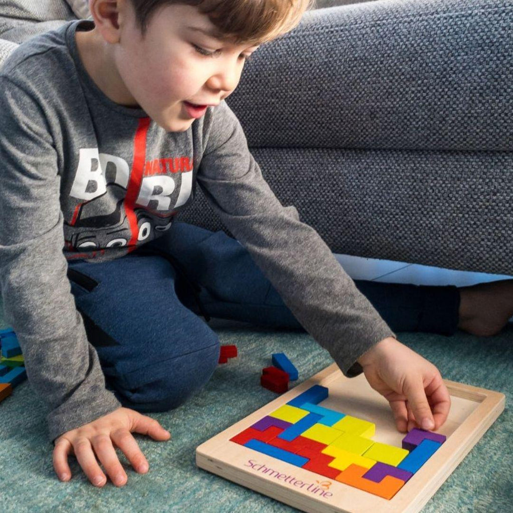 Dark Slate Gray Tetralino Educational Puzzle Wooden Montessori Toys