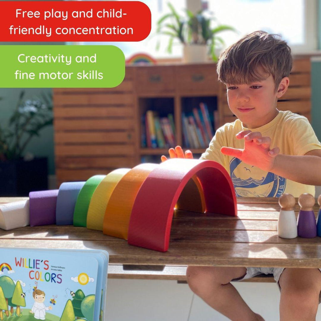 Dim Gray Willie's Rainbow World Wooden Educational Player & Book Emotional Intelligence Montessori Toys
