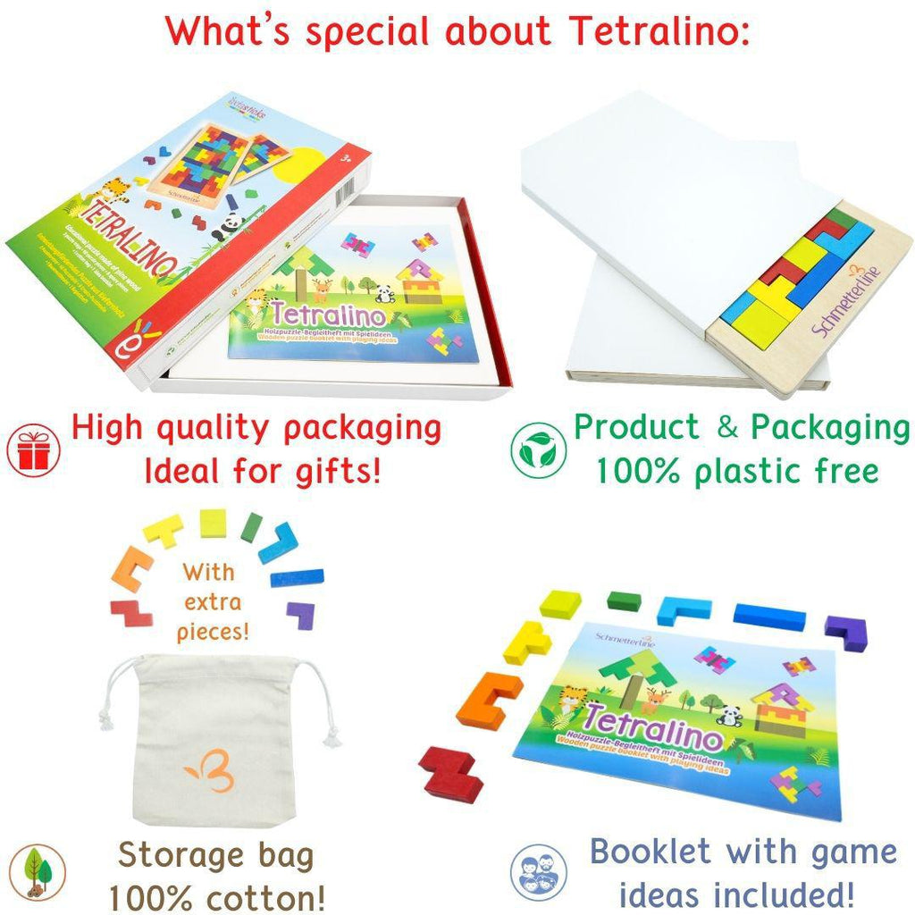 Beige Tetralino Educational Puzzle Wooden Montessori Toys