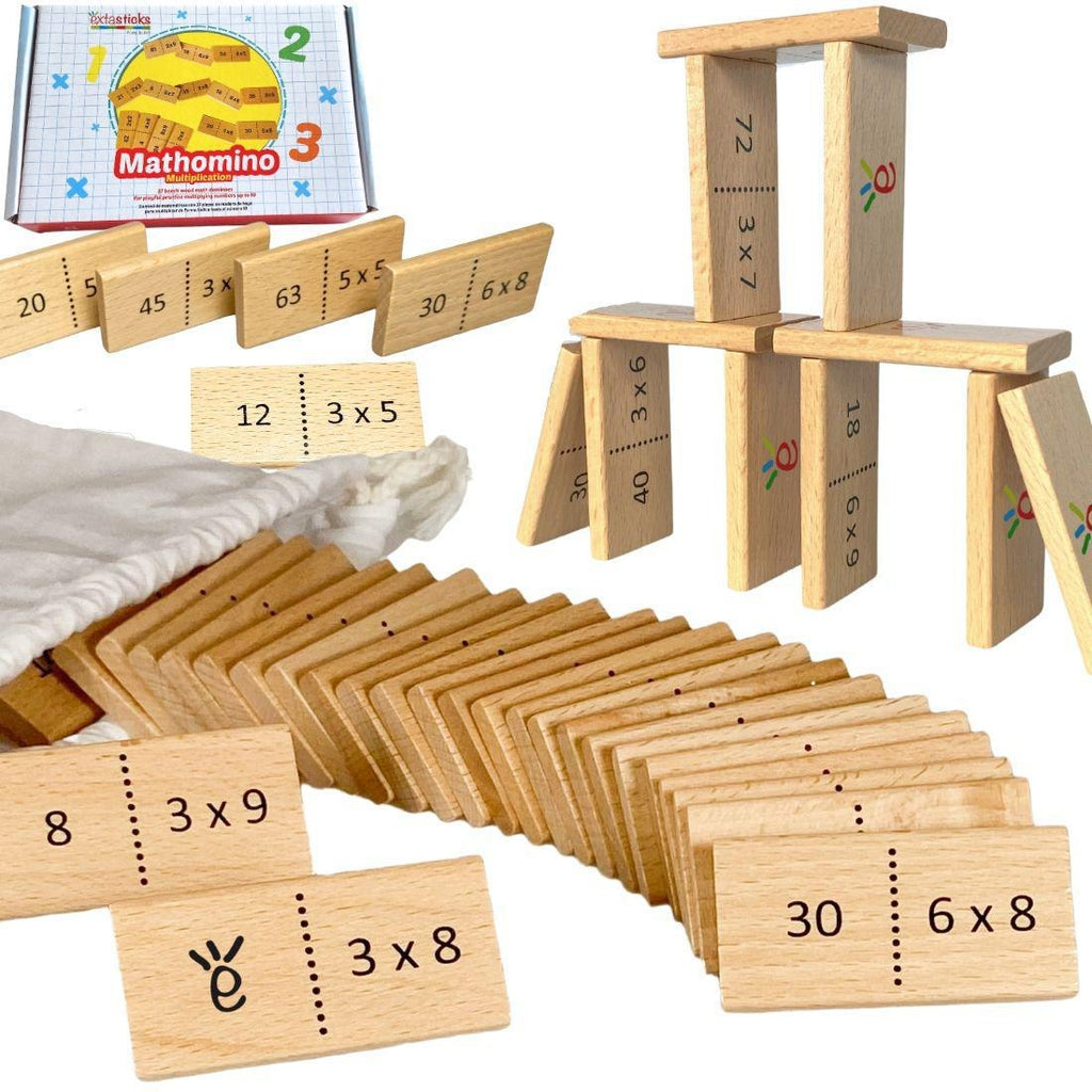Tan Mathomino Multiplication Wood Educational Montessori Toys