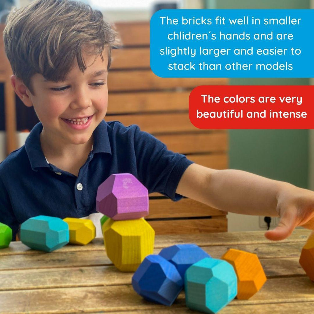 Sienna Stacking Rocks Toddler Toy - Wooden Balancing Stones - Montessori Toys