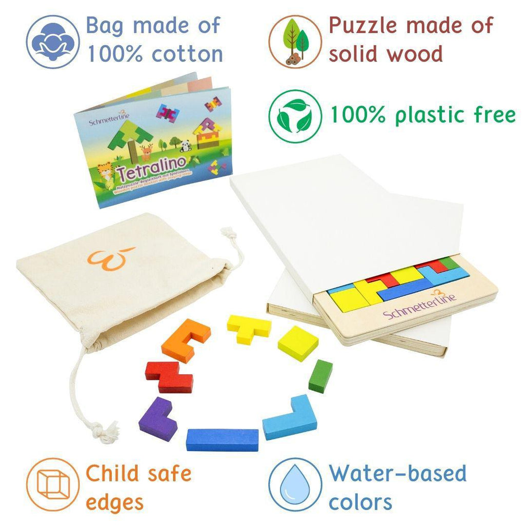 Beige Tetralino Educational Puzzle Wooden Montessori Toys