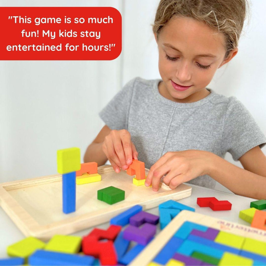 Light Gray Tetralino Educational Puzzle Wooden Montessori Toys