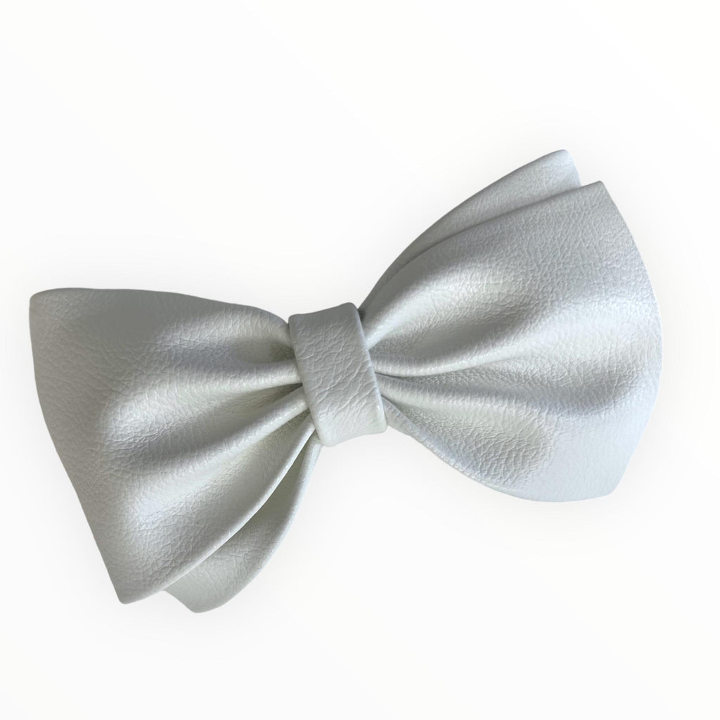 Lavender White Bow Hair Clip Leather