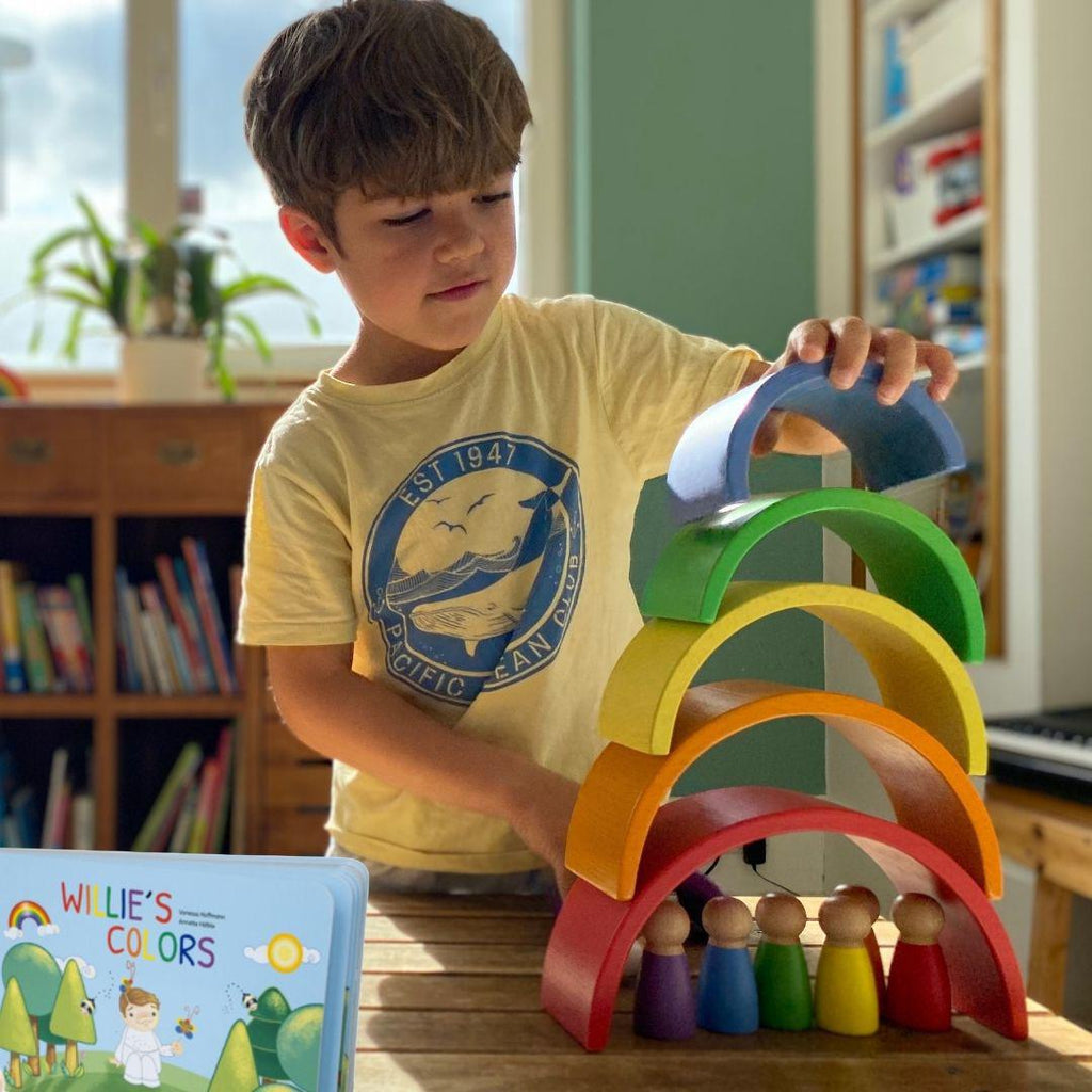 Dim Gray Willie's Rainbow World Wooden Educational Player & Book Emotional Intelligence Montessori Toys