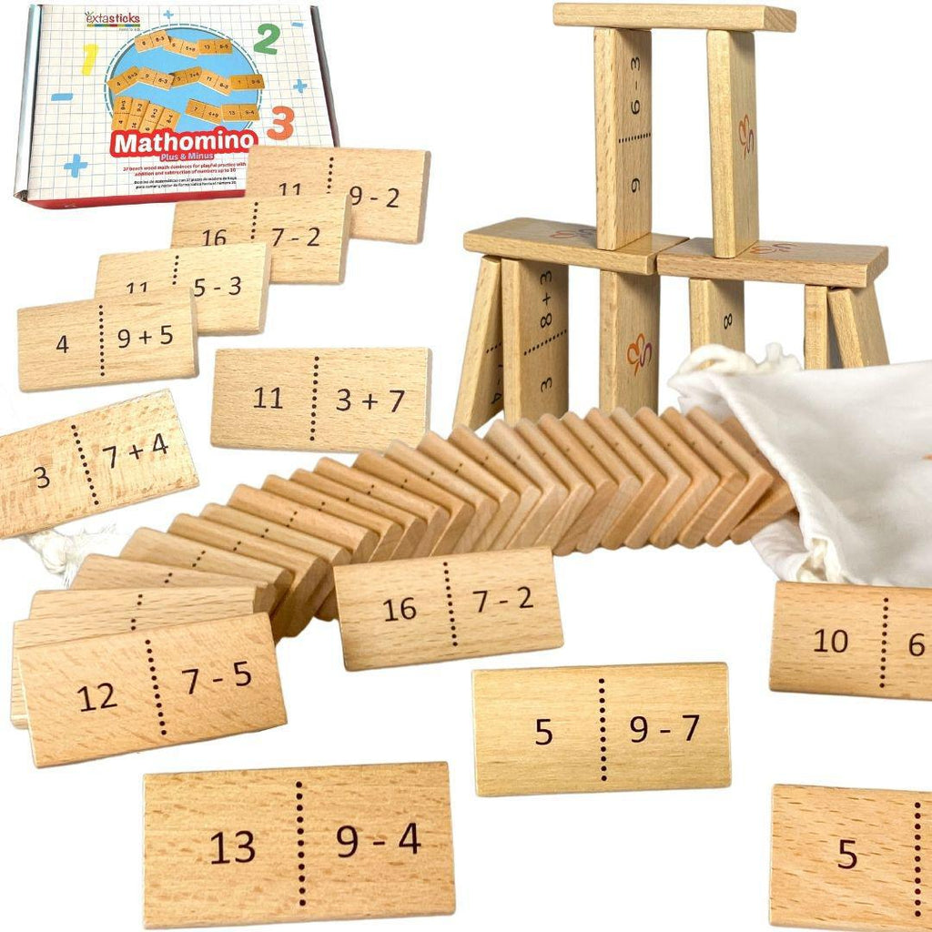 Tan Mathomino Plus & Minus Wooden Educational Montessori Toys