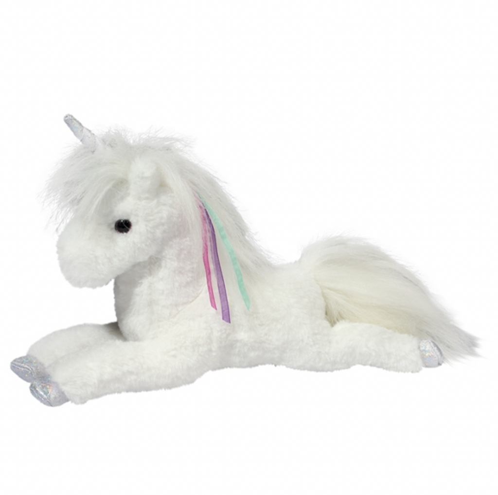 Light Gray Thea the Stuffed White Unicorn With Ribbon Plush
