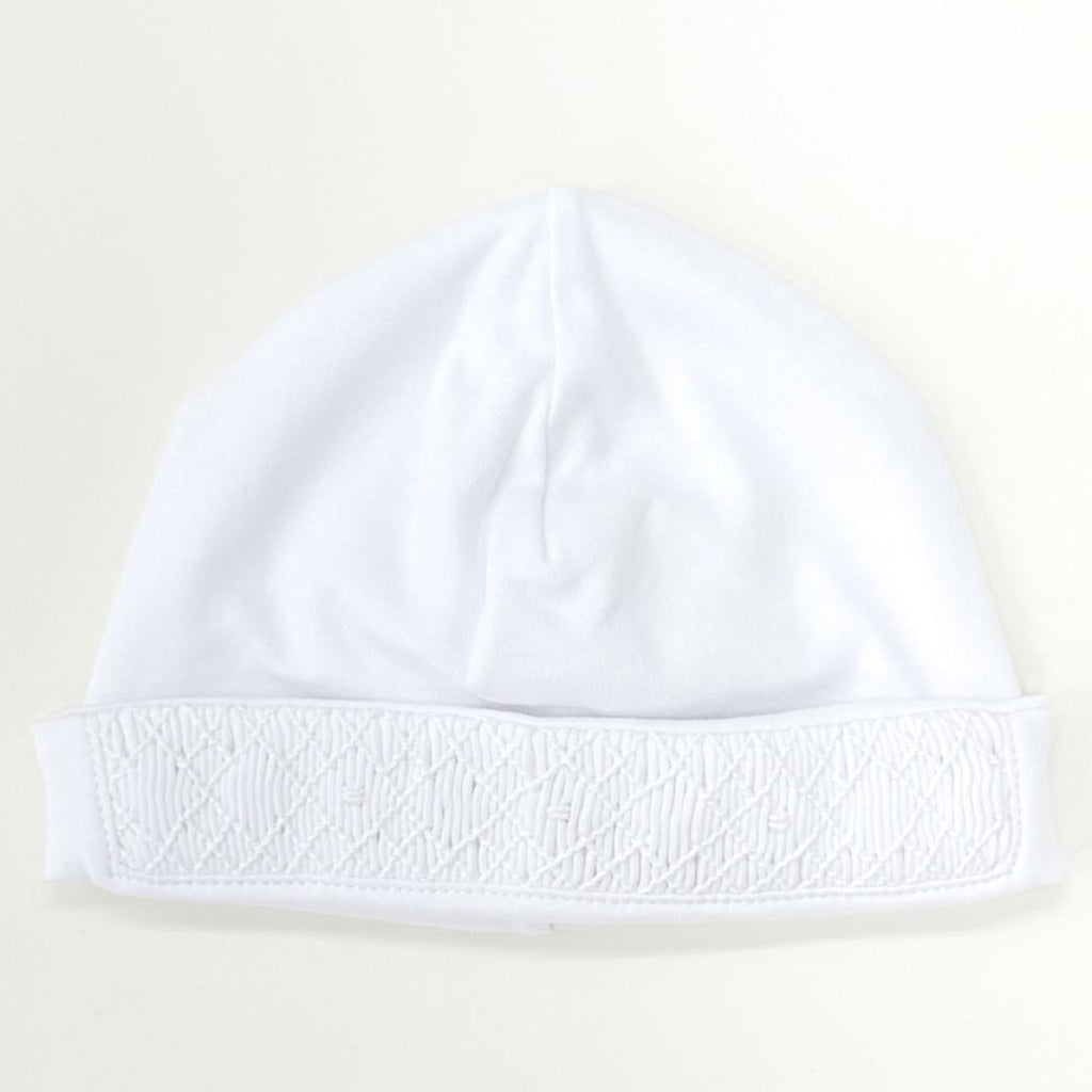 White Smoke Hat White Handsmocked Pima Cotton