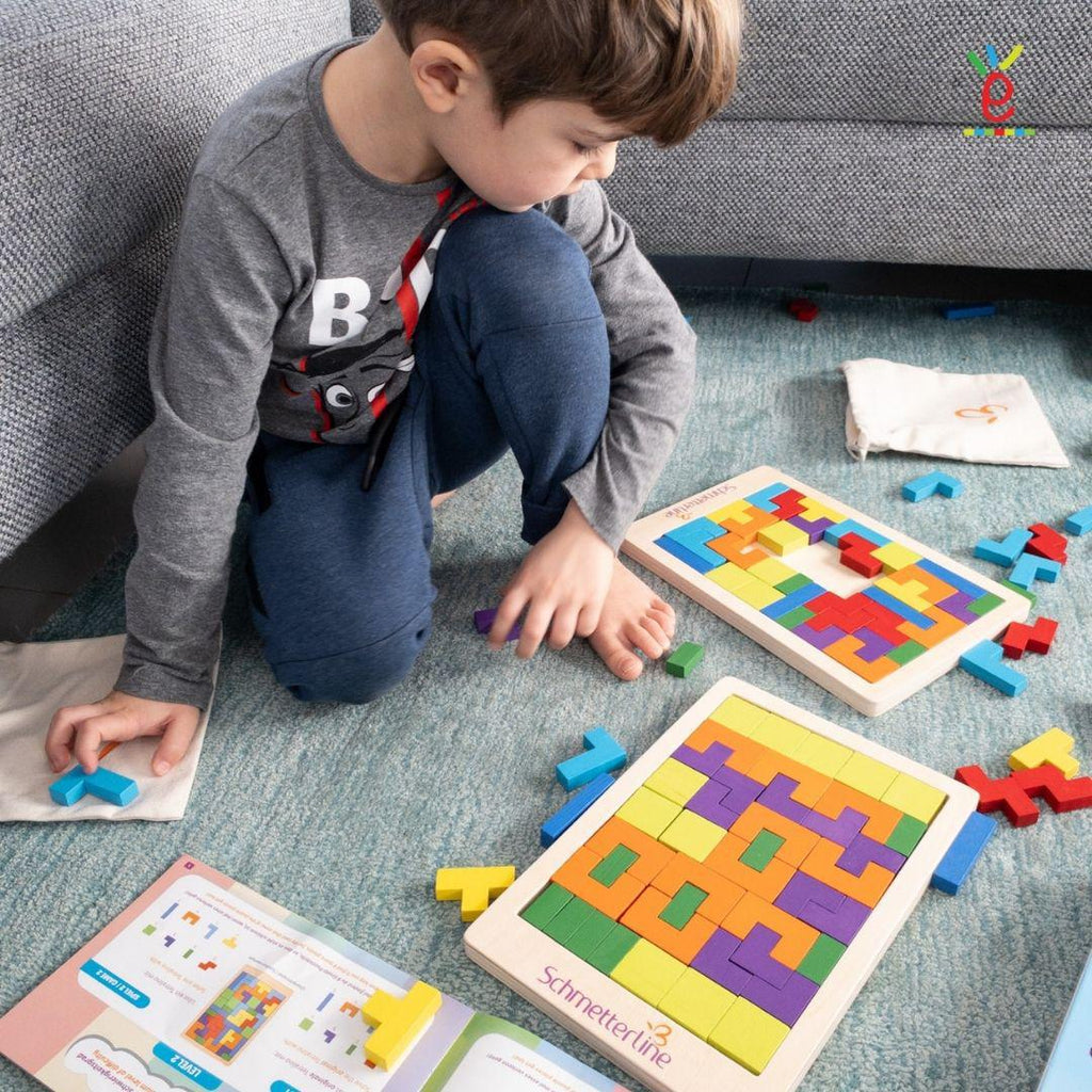 Light Slate Gray Tetralino Educational Puzzle Wooden Montessori Toys