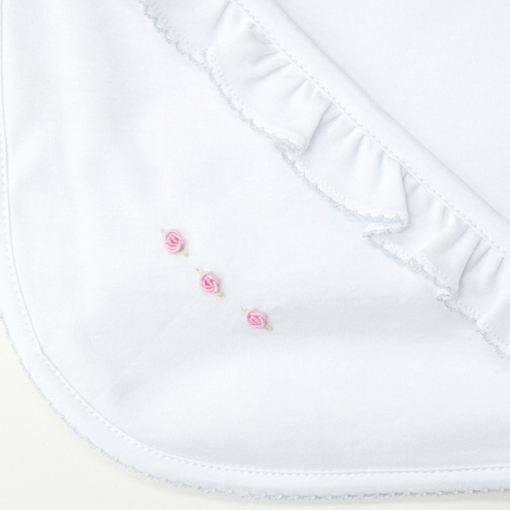 Blanket Ruffle Flower Embroidery Handmade Pima Cotton