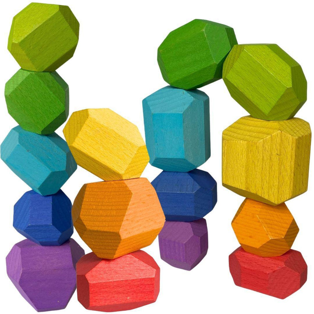 Goldenrod Stacking Rocks Toddler Toy - Wooden Balancing Stones - Montessori Toys