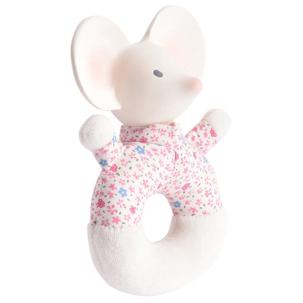 Misty Rose Meiya the Mouse - Soft Rattle & Teether with Organic Natural Rubber Head
