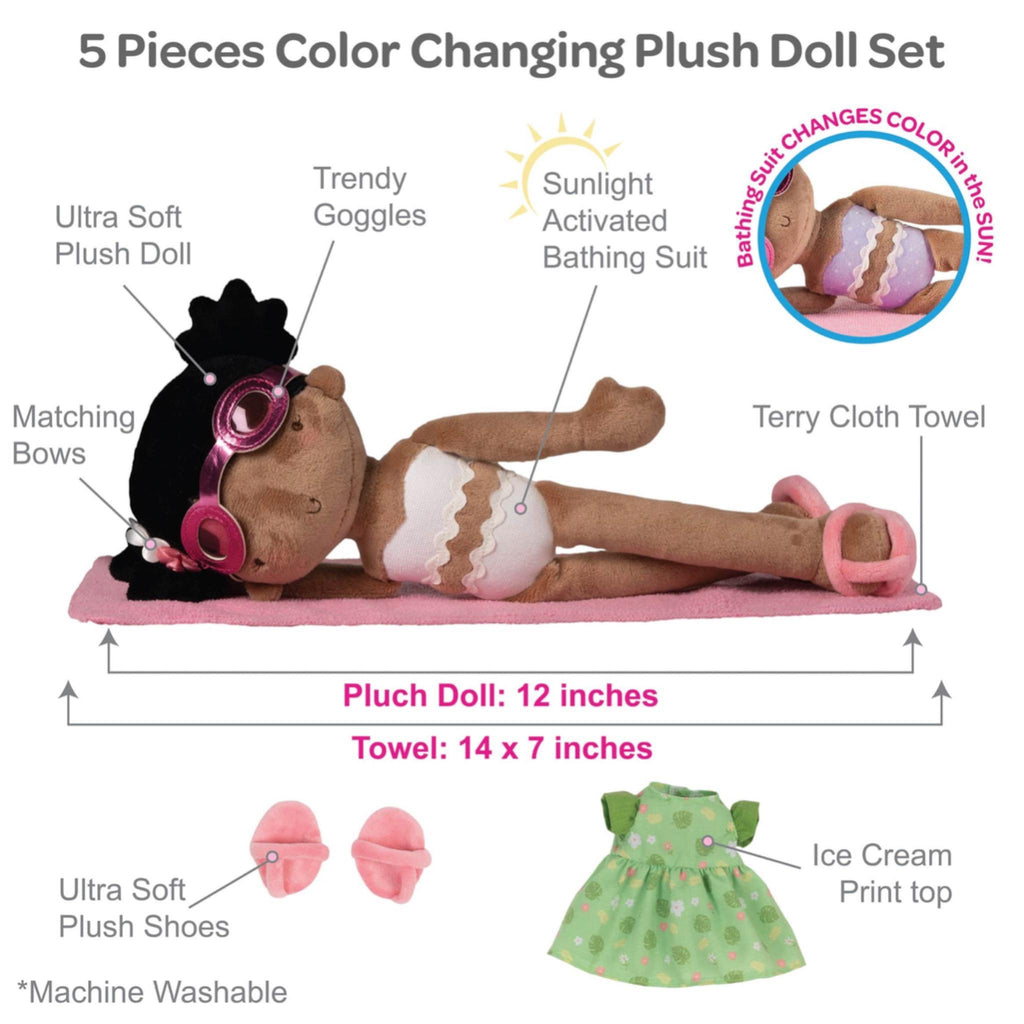 Rosy Brown Skye Adora Sunshine Friends Color-Changing Plush Doll & Doll Clothes Set