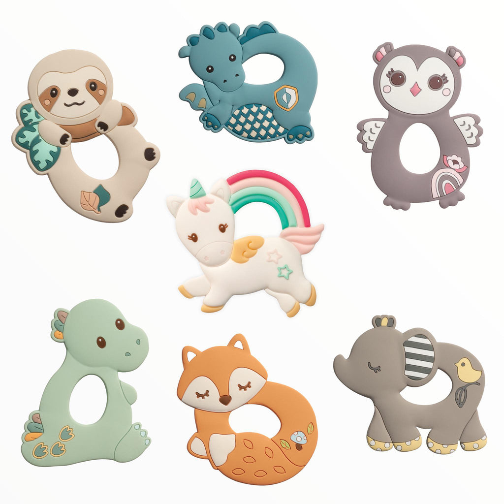 Gray Silicone Teether Animals