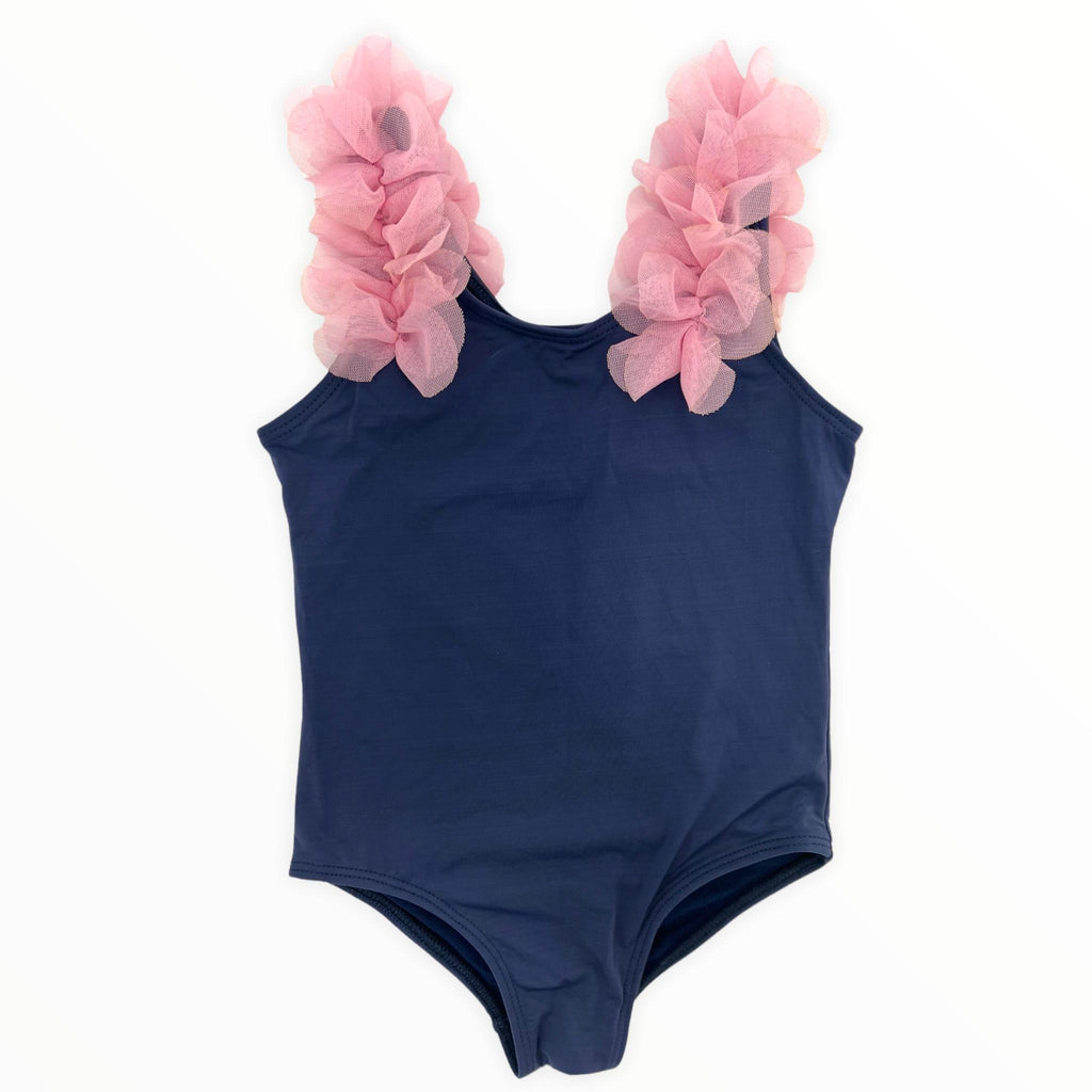 Dark Slate Gray Swimwear Girl One piece Blue and Pink