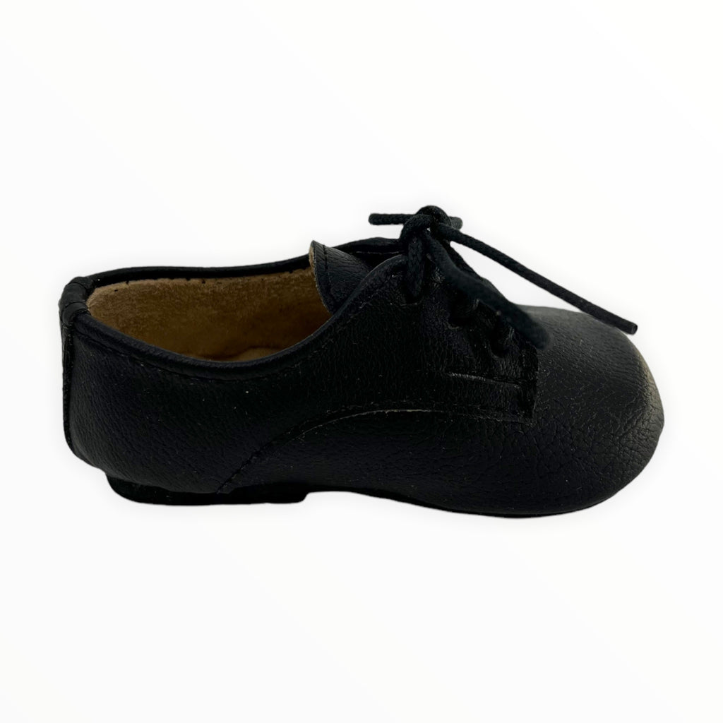 Black Retro Leather Classic Black Leather Boy Shoes