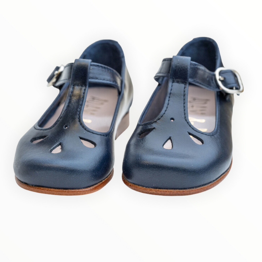 Dim Gray Classic Leather Spain Shoes for Girl