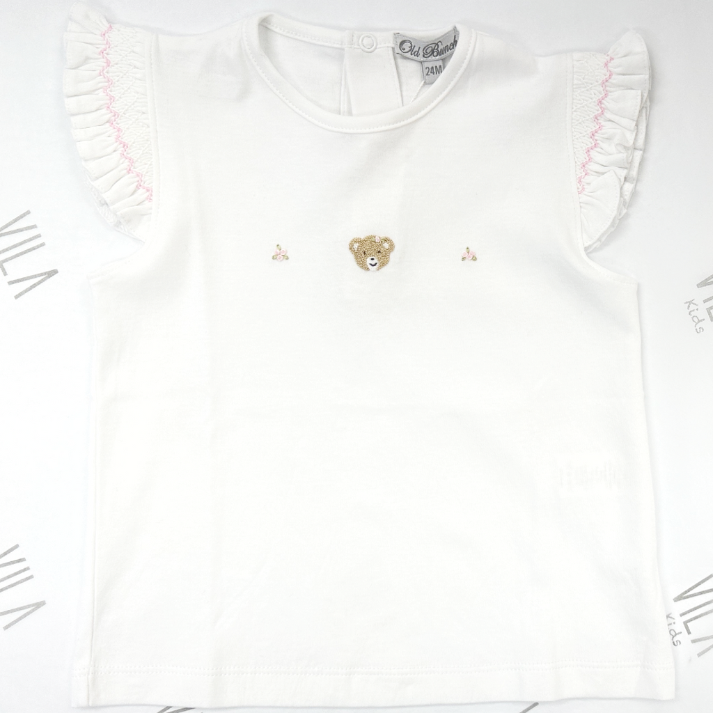 White Smoke T-Shirt and Short Bear Stripes Pink 4508004