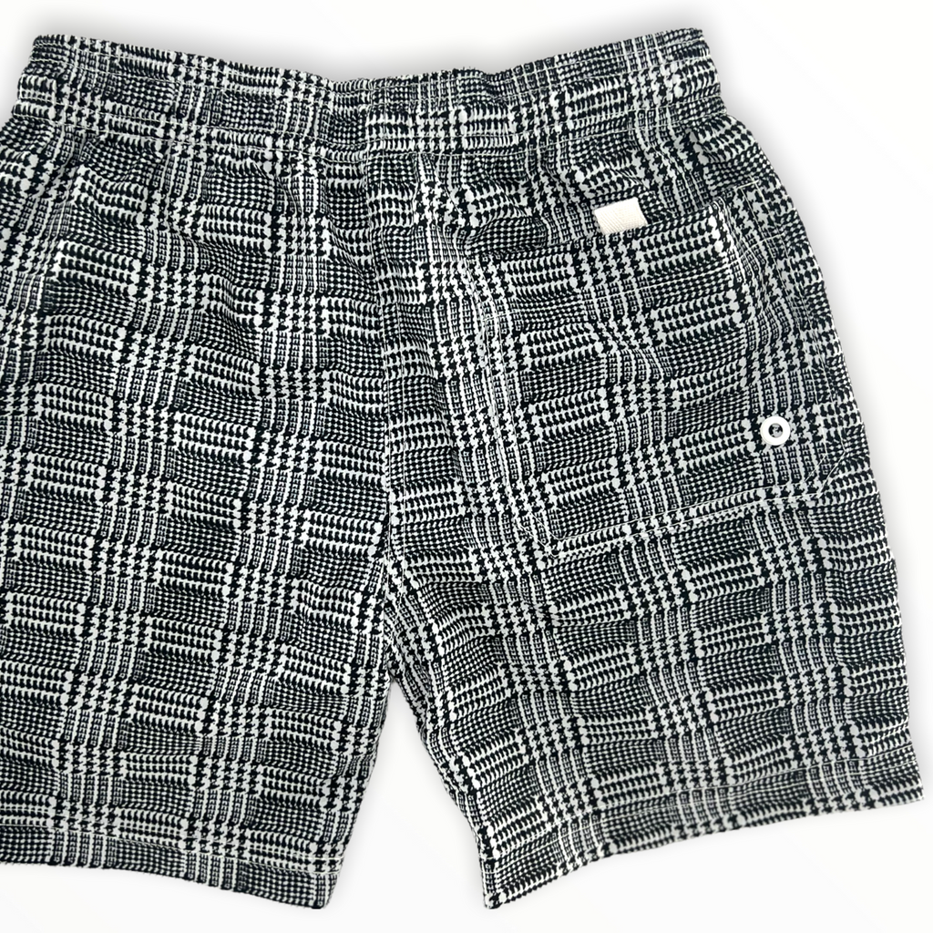 Light Gray Short Plaid Black Swimwear Boy Trunks SH 900/45