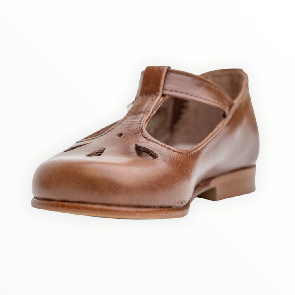 Rosy Brown Classic Leather Spain Shoes for Girl