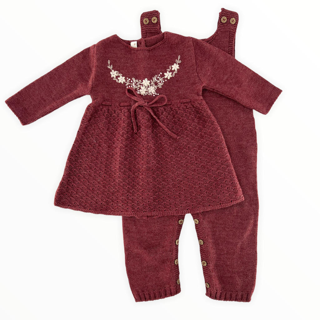 Saddle Brown Bordeaux Vanilla Knitted Set