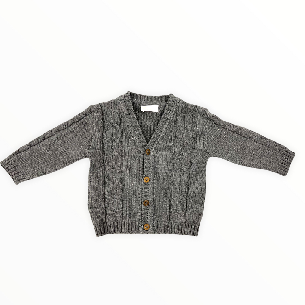 Dim Gray Cardigan with Buttons