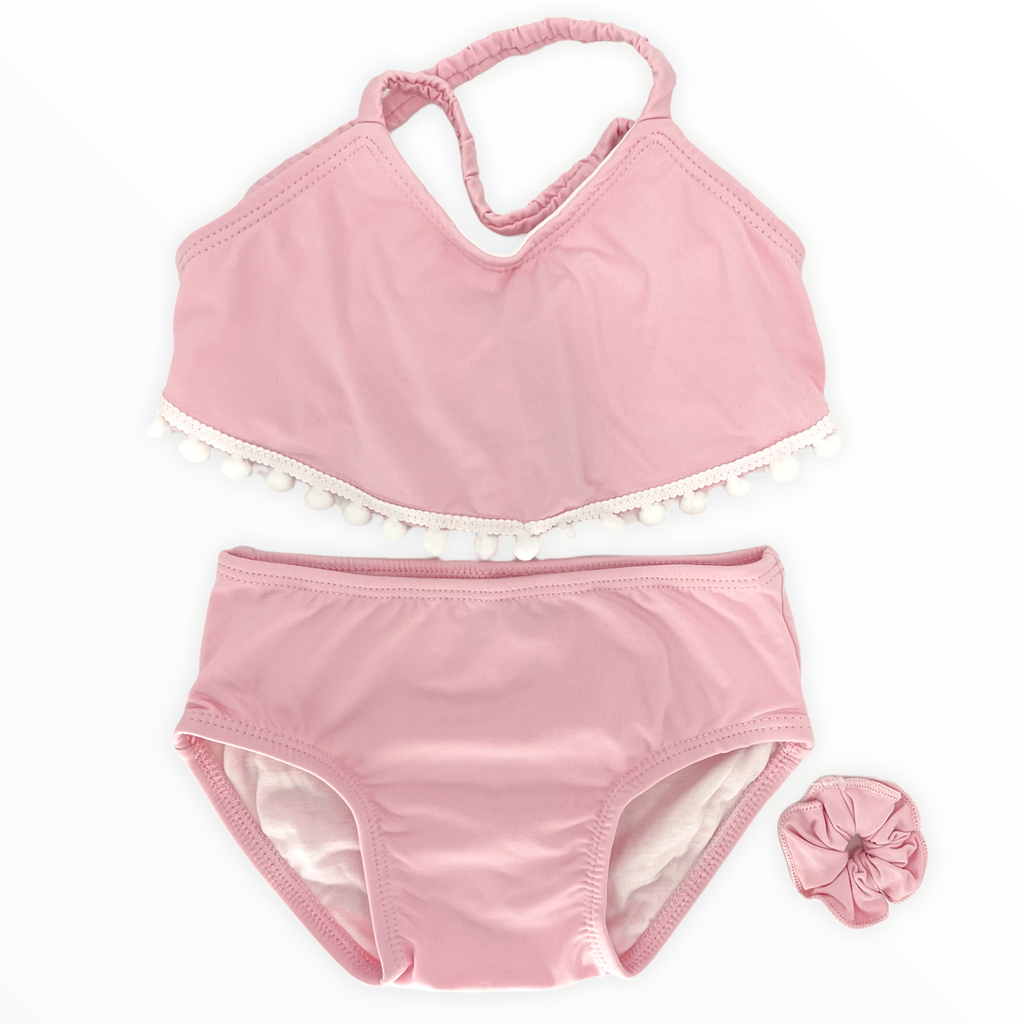 Pink Swimwear Girl 2 Pieces Pompom