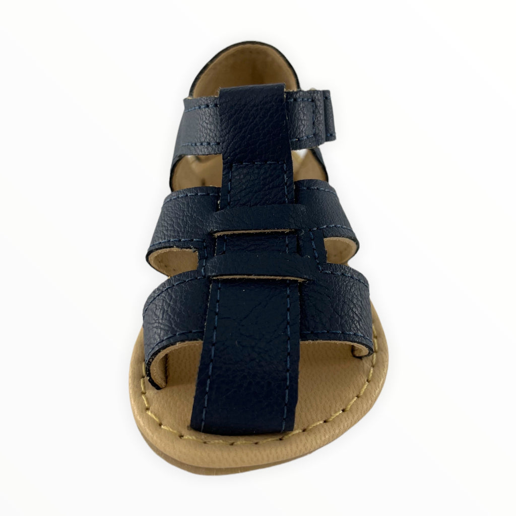 Beige Classic Navy Leather Sandal