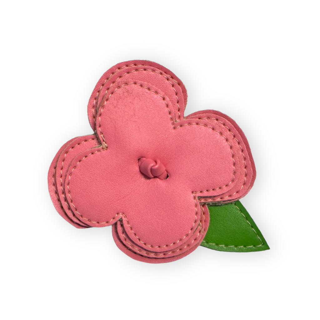Light Coral Pink Flower Hair Clip Leather