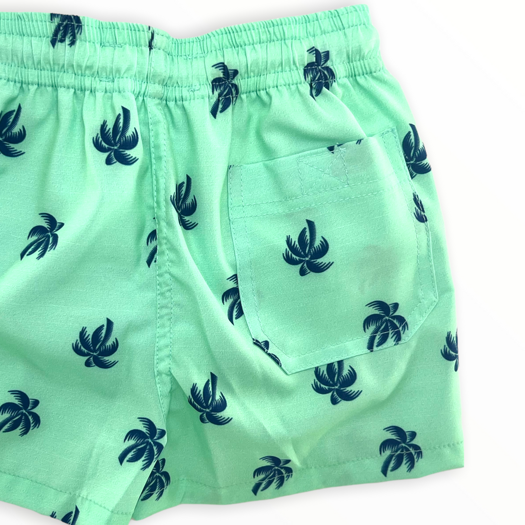 Medium Aquamarine Short Palm Trees Green Trunks Swimwear Boy SH 900/98