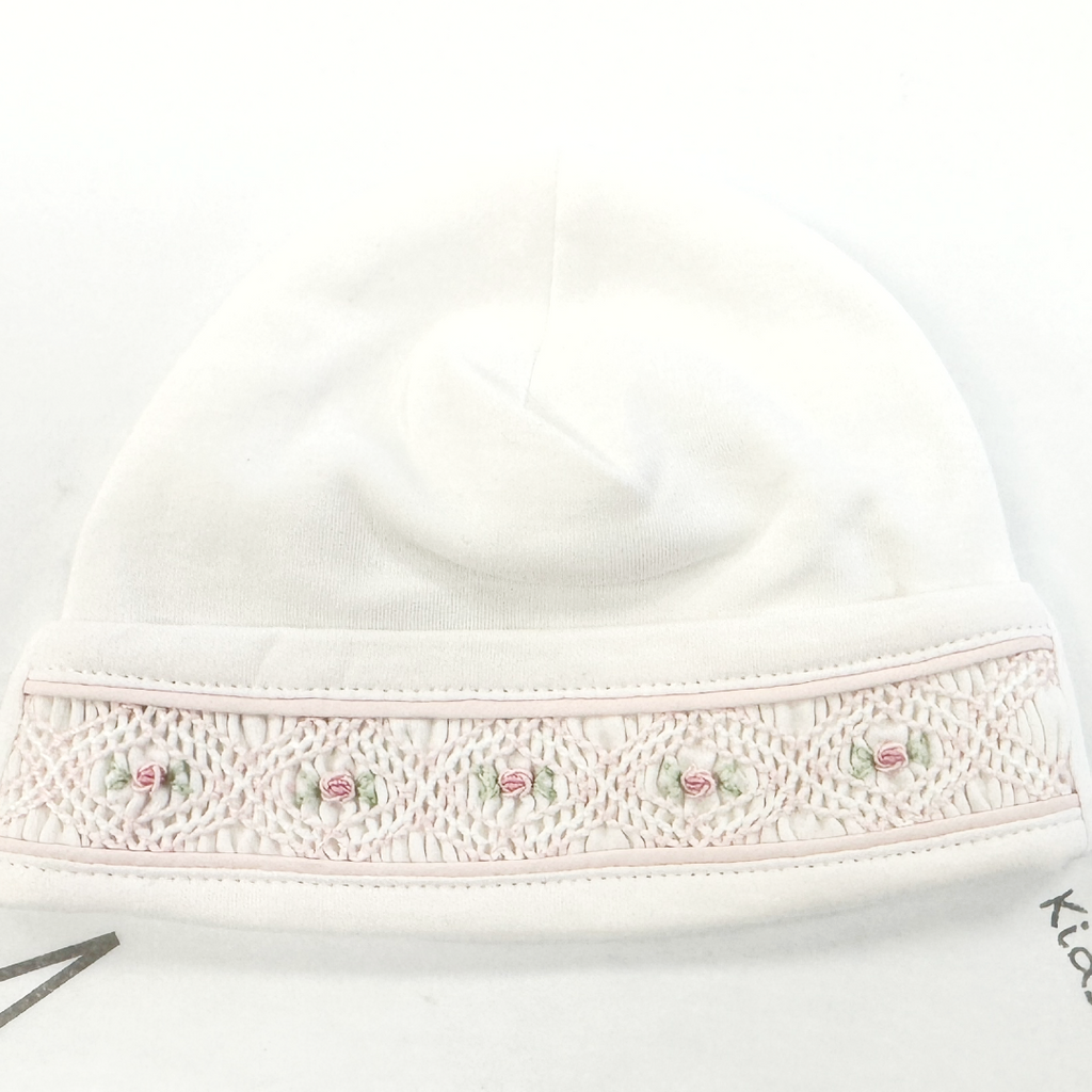 White Smoke Pink Smock Pima Hat Flowers Embroidery 3208024 03