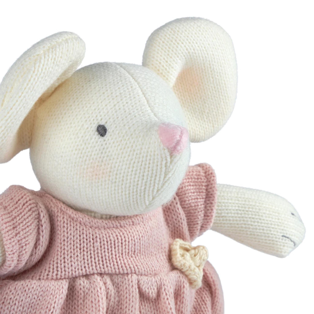 Light Gray Meiya the Mouse- Knitted Plush