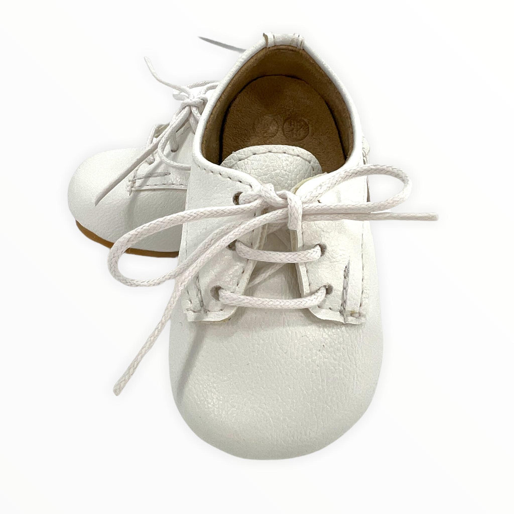 Light Gray Retro Leather Classic White Leather Boy Shoes