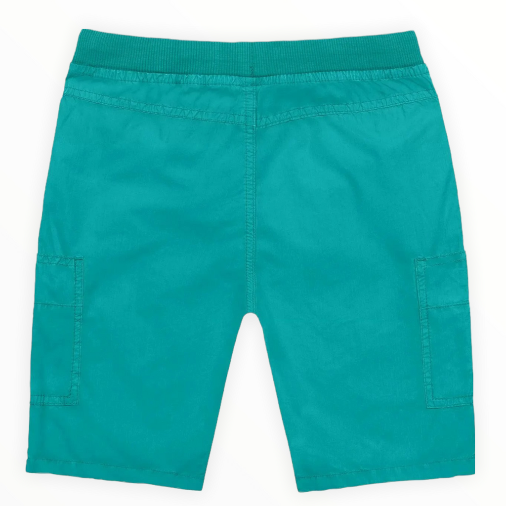 Dark Cyan Turquoise Twill Elastic Waist Shorts Toddler