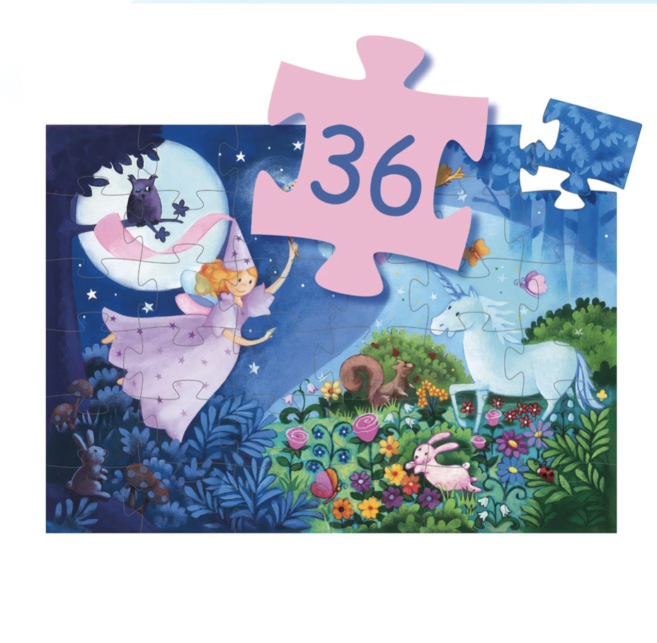 Steel Blue The Fairy & Unicorn Silhouette Jigsaw Puzzle DJ07225