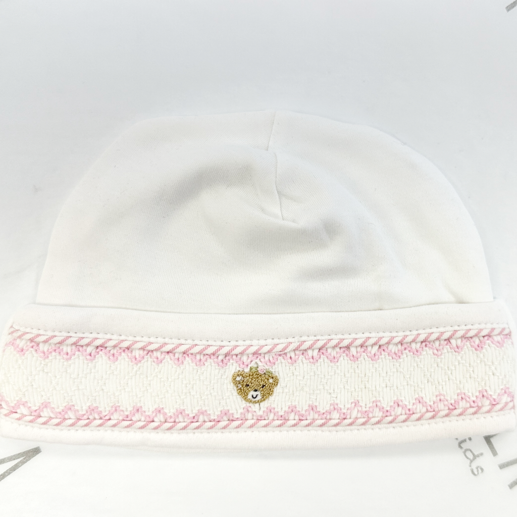 Beige Pink Bear Stripe Pima Hat 320802303