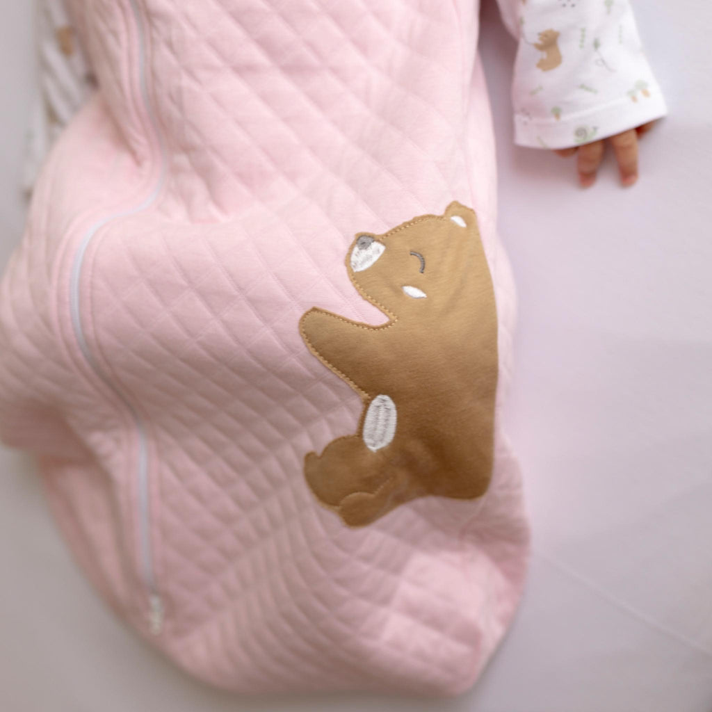 Gray Bear Sleeping Bag Pink Pima Cotton