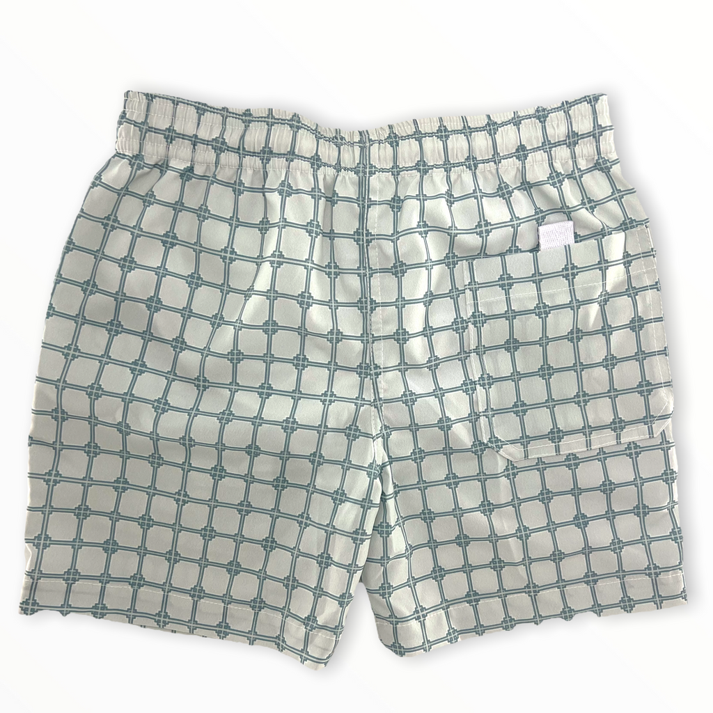 Light Gray Short Green Mosaic Swimwear Boy Trunks 900/45