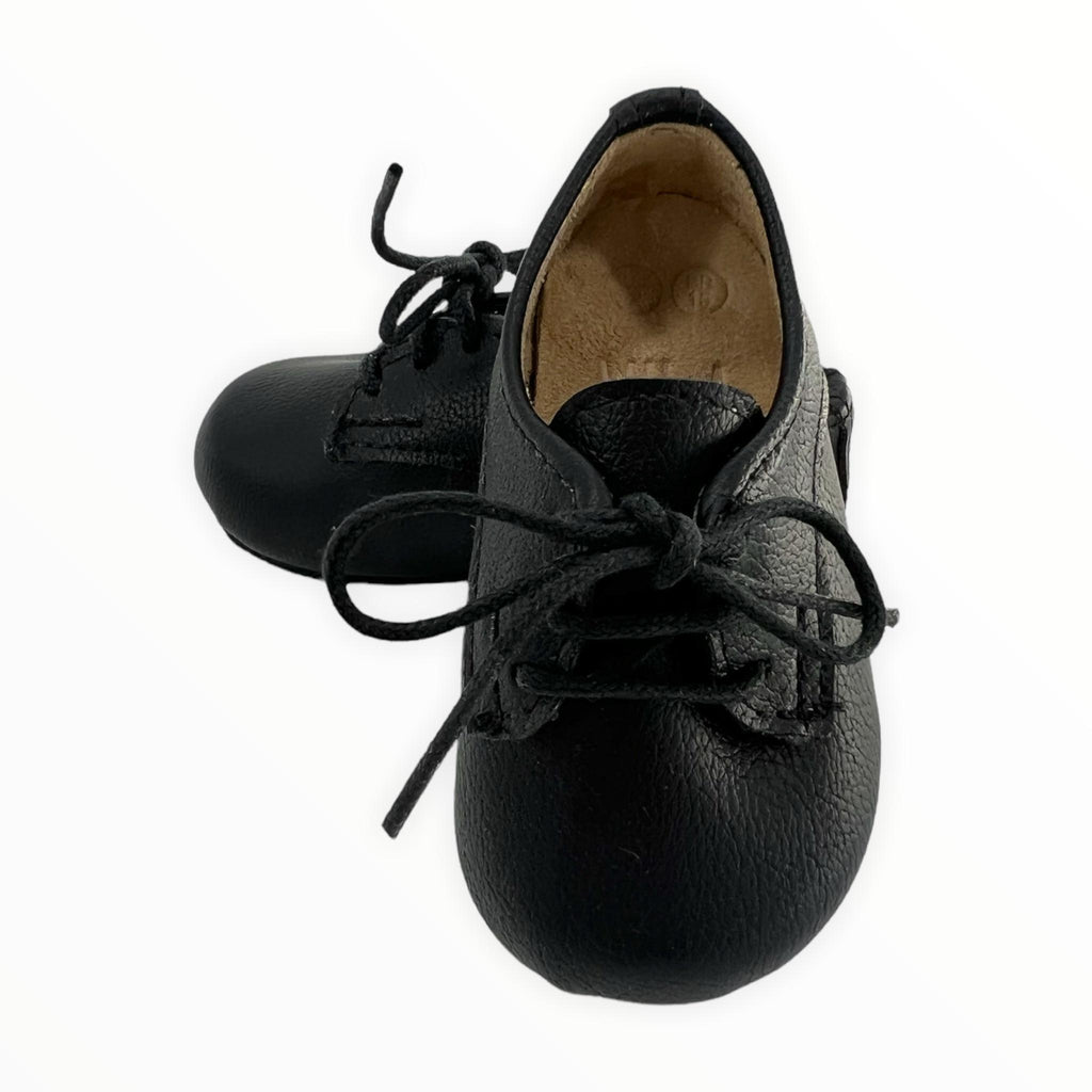 White Smoke Retro Leather Classic Black Leather Boy Shoes