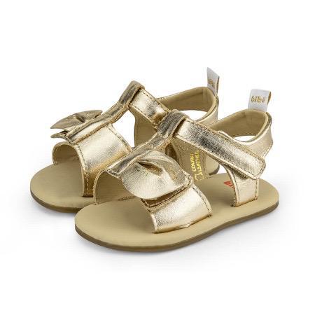 Rosy Brown Bibi Gold Children's Sandal with Printed Bow 1084174