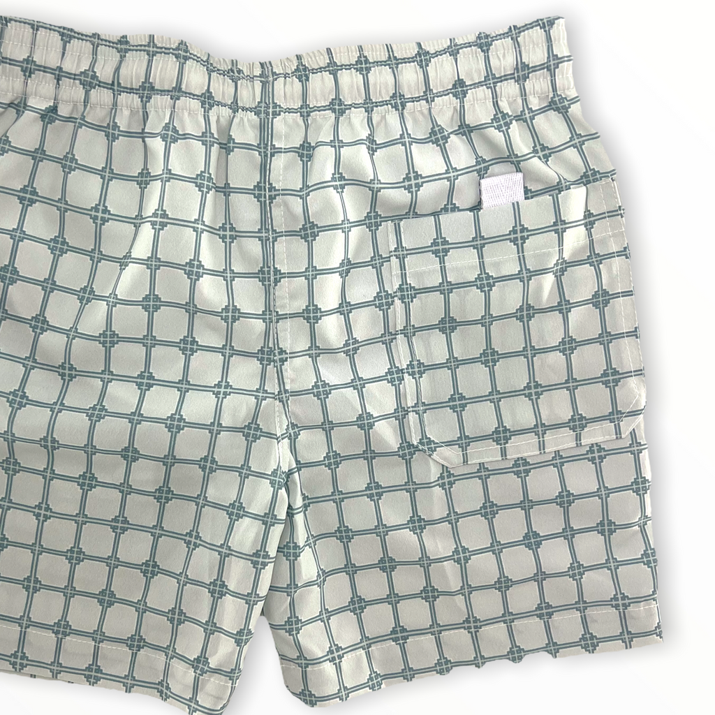 Light Gray Short Green Mosaic Swimwear Boy Trunks 900/45